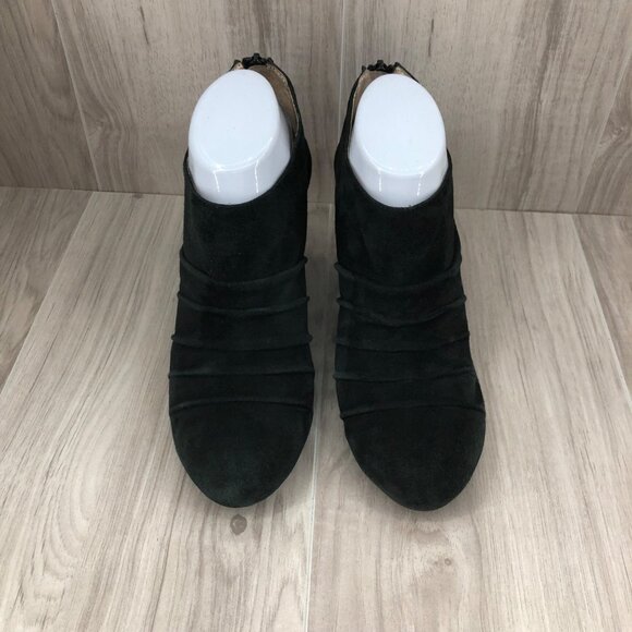 BCBGeneration Wedge Ankle Boots Womens 8.5B Helen Black Suede Zip Booties - Picture 7 of 12